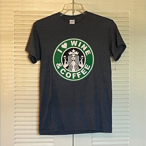 Starbucks ‘I Love Wine & Coffee' Short Sleeve T-Shirt Size S - Picture 1 of 6